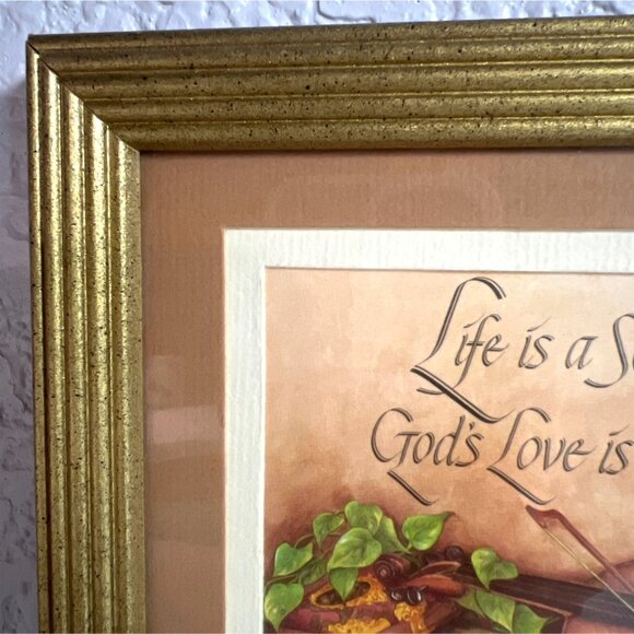 Ken Brown Framed Art Print "Life Is A Song - Gods Love Is The Music" Violin - Picture 2 of 7